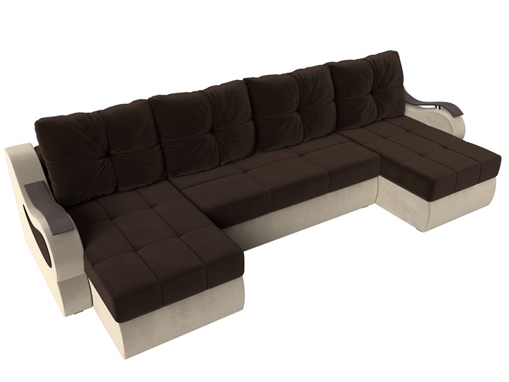 П-образный диван Меркурий П, Коричневый/бежевый (вельвет) в Стерлитамаке - изображение 4