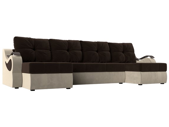 П-образный диван Меркурий П, Коричневый/бежевый (вельвет) в Стерлитамаке - изображение