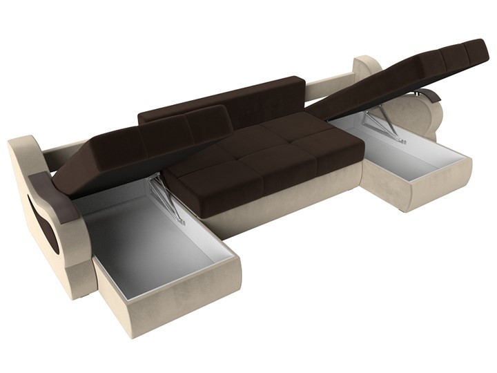 П-образный диван Меркурий П, Коричневый/бежевый (вельвет) в Стерлитамаке - изображение 6