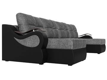 П-образный диван Меркурий П, Серый/черный (рогожка/экокожа) в Стерлитамаке - предосмотр 2
