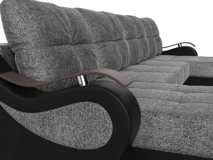 П-образный диван Меркурий П, Серый/черный (рогожка/экокожа) в Стерлитамаке - изображение 3