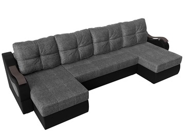 П-образный диван Меркурий П, Серый/черный (рогожка/экокожа) в Стерлитамаке - предосмотр 4