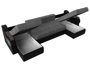 П-образный диван Меркурий П, Серый/черный (рогожка/экокожа) в Стерлитамаке - предосмотр 6