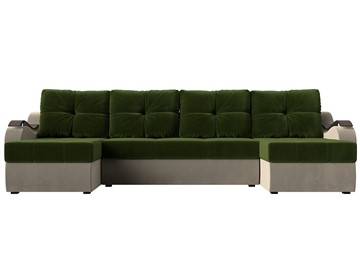 П-образный диван Меркурий П, Зеленый/бежевый (вельвет) в Стерлитамаке - предосмотр 1