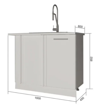 Кухонная тумба Н100Пр, Сатин/Белый в Стерлитамаке - изображение