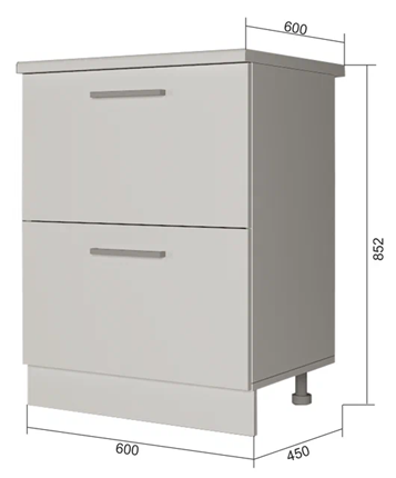 Кухонная тумба 2 ящика Н2Я 60, Мокко/Белый в Стерлитамаке - изображение