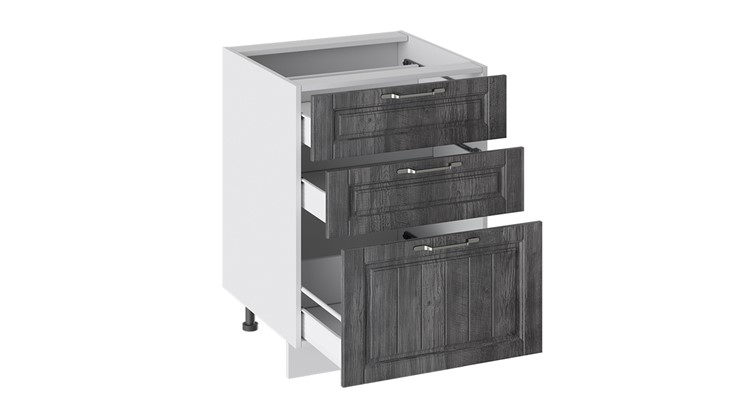 Тумба кухонная Прованс (Белый глянец/Санторини темный) с 3-мя ящиками Н3я(Т)_72-60_3Я в Стерлитамаке - изображение 1
