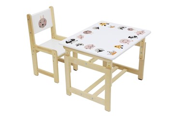 Комплект растущей детской мебели Polini kids Eco 400 SM, Лесная сказка, 68х55 см белый-натуральный в Стерлитамаке - предосмотр