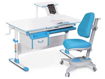 Комплект растущая парта Mealux EVO-40 BL и кресло Onyx Y-110 BL голубой в Стерлитамаке - предосмотр