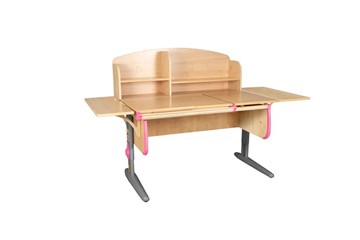 Детский стол-трансформер 1/75-40 (СУТ.25) + Polka_b 1/550 (2 шт.) + Polka_n 1/1200 бежевый/серый/розовый в Салавате