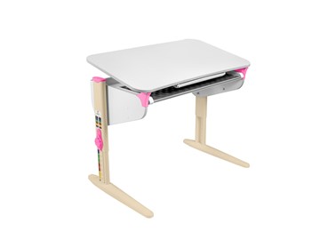 Детский стол-трансформер 5/100 (СУТ. 46) Белый/Бежевый/Розовый с лотком в Уфе