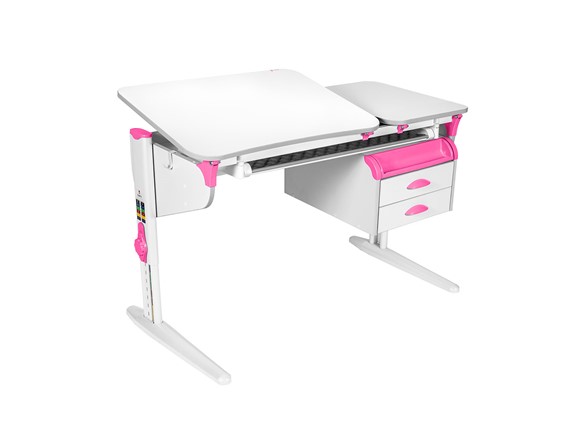 Детский стол-трансформер 5/75-40 СУТ.45 с лотком+ Tumba 3  Рамух белый/белый/розовый в Стерлитамаке - изображение