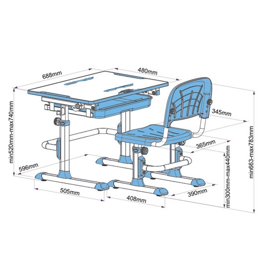 Стол растущий и стул Karo Blue в Уфе - изображение 4
