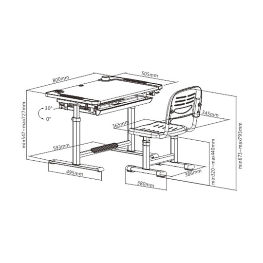 Растущая парта + стул Littonia Grey FUNDESK (c лампой и подставкой) в Салавате - изображение 8