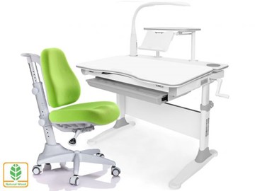 Растущая парта + стул Mealux EVO Evo-30 G (арт. Evo-30 G + Y-528 KZ) (дерево)/(стол+полка+кресло+чехол+лампа)/ белая столешница (дерево), цвет пластика серый в Стерлитамаке - предосмотр