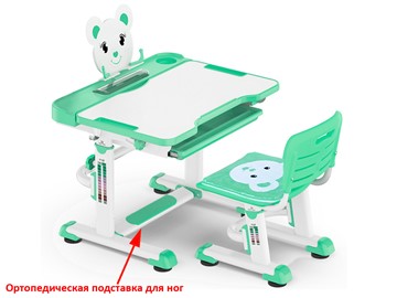 Парта растущая и стул Mealux EVO BD-04 Teddy New XL, green, зеленая в Уфе