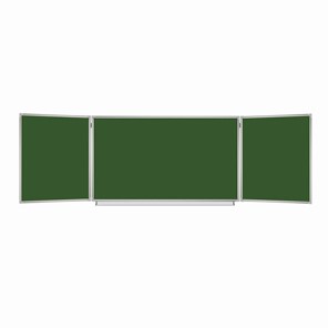 Доска для мела магнитная 3-х элементная 100х150/300 см, 5 рабочих поверхностей, зеленая, BRAUBERG, 231707 в Стерлитамаке - предосмотр