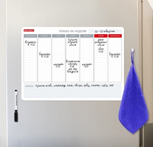 Доска-планинг магнитная на холодильник BRAUBERG на неделю, 42х30 см с маркером и салфеткой в Стерлитамаке - предосмотр 4